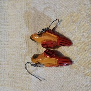 Folk art tropical parrot dangle earrings